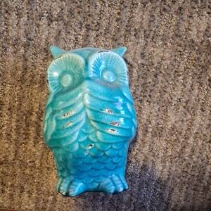 Turquoise Ceramic Owl Figurine